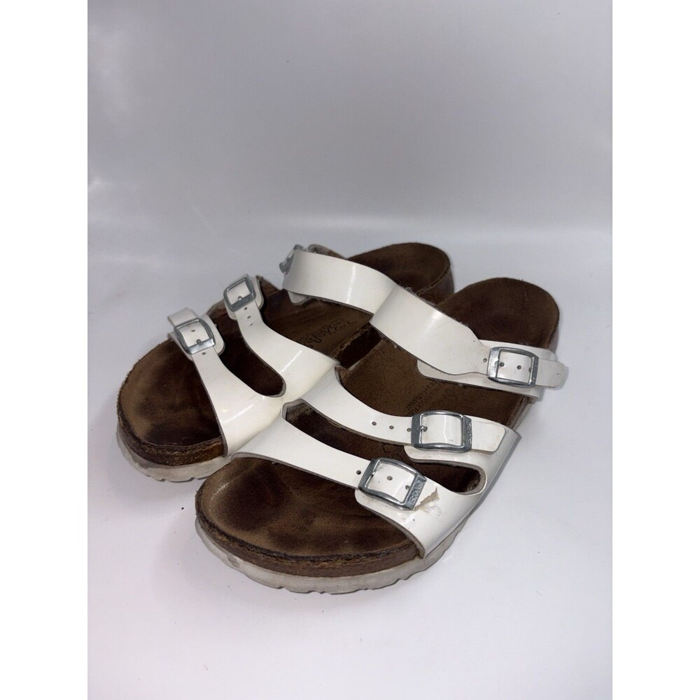 Birki's by Birkenstock White Women 6 Glossy 3 Buckle Strap Sandal 240